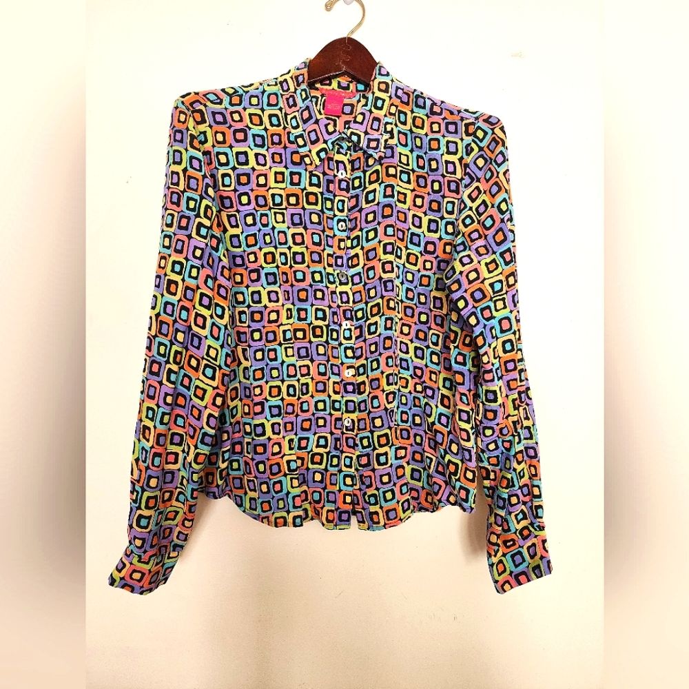 Sunny Leigh Vintage Silk Multi Colored mother of pearl buttons Office Size Large
